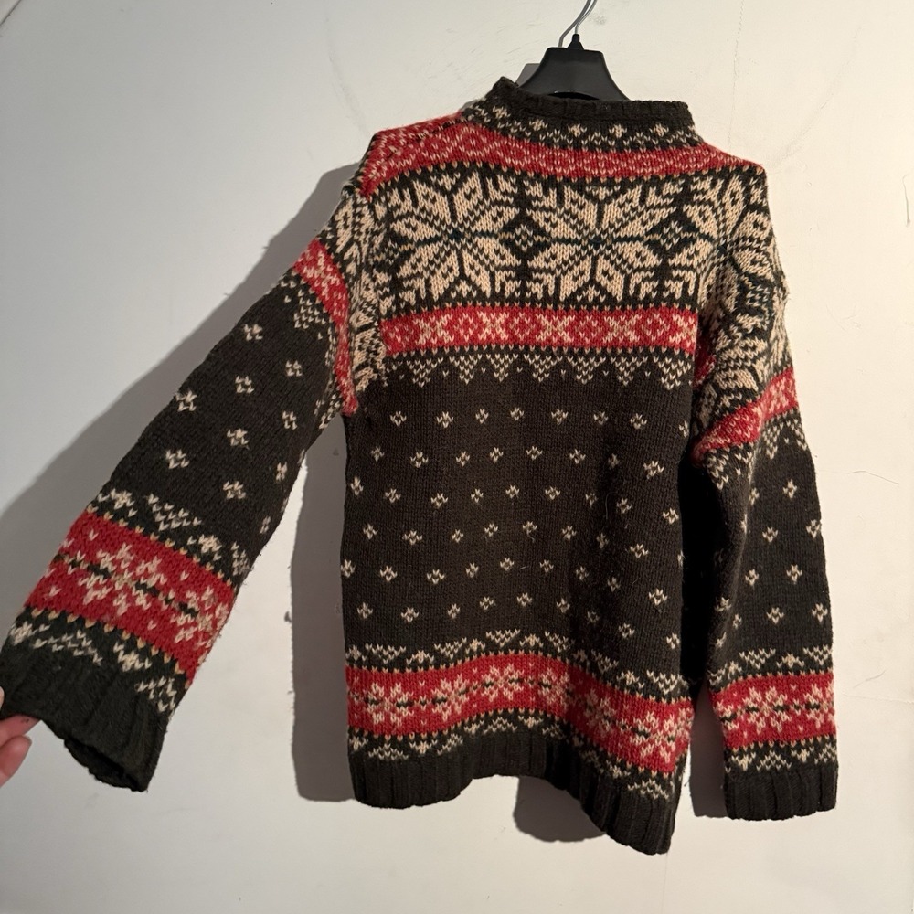 Y2K 90s Abercrombie Fitch Fair Isle Wool Snowflake Sweater Mens Size Small